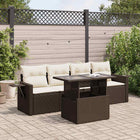 5-Piece Lounge Set with Cushions Poly Rattan Brown