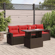 Loungeset 5-delig poly rattan acacia bruin