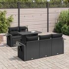 6-piece Lounge Set with Cushions Poly Rattan Black