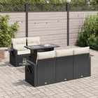 6-piece Lounge Set with Cushions Poly Rattan Black