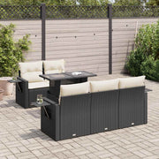 Loungeset 6-delig poly rattan zwart