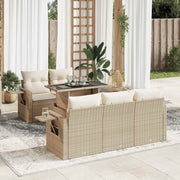 Loungeset 6-delig poly rattan beige