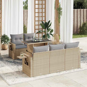 Loungeset 6-delig poly rattan beige