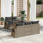 6-piece Lounge Set with Cushions Poly Rattan Grey