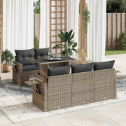 Loungeset poly rattan grijs 6-delig