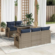 Loungeset 6-delig poly rattan grijs