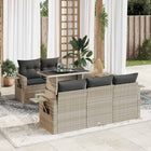 6-piece Lounge Set with cushions poly rattan light grey