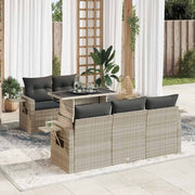 Loungeset 6-delig poly rattan lichtgrijs