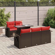 Loungeset 6-delig poly rattan acacia grijs