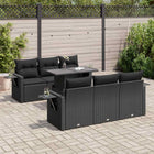 7-piece lounge set with cushions poly rattan black