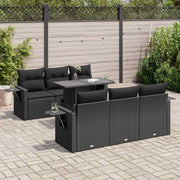 Loungeset 7-delig poly rattan zwart