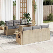 Loungeset 7-delig poly rattan beige