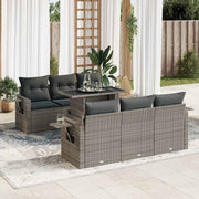 Loungeset 7-delig poly rattan grijs