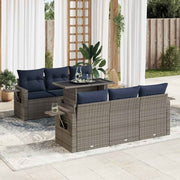 Loungeset 7-delig poly rattan acacia grijs