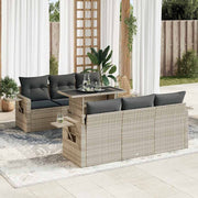 Loungeset 7-delig poly rattan lichtgrijs