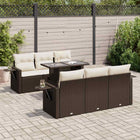 7-delige Loungeset met kussens poly rattan bruin