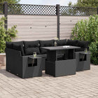 7-piece lounge set with cushions poly rattan black