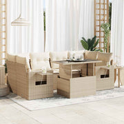 Loungeset 7-delig poly rattan beige met opbergfunctie