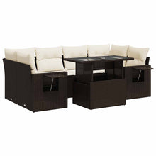 7-delige Loungeset met kussens poly rattan bruin
