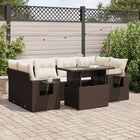 7-delige Loungeset met kussens poly rattan bruin