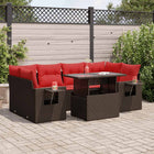 7-Piece Rattan Acacia Brown Lounge Set with Cushions