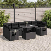 Loungeset 8-delig poly rattan zwart