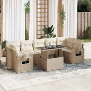 Loungeset 8-delig poly rattan beige