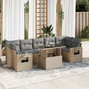Loungeset 8-delig poly rattan beige