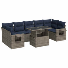 8-delige Loungeset met kussens poly rattan acacia zwart