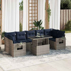 Loungeset 8-delig poly rattan acacia grijs