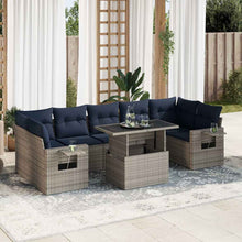 8-delige Loungeset met kussens poly rattan acacia zwart
