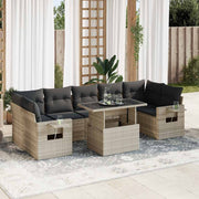 Loungeset 8-delig poly rattan lichtgrijs