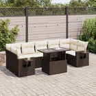 8-delige Loungeset met kussens poly rattan bruin