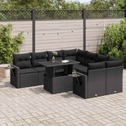 Loungeset 9-delig poly rattan zwart
