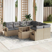 Loungeset 9-delig poly rattan beige