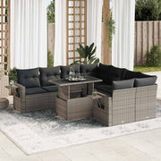 Loungeset poly rattan 9-delig grijs