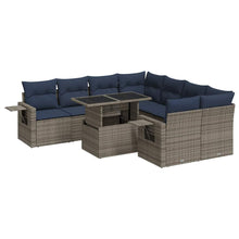 9-delige Loungeset met kussens poly rattan acacia zwart