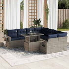 Loungeset 9-delig poly rattan grijs