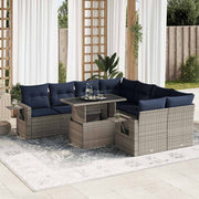 Loungeset 9-delig poly rattan grijs