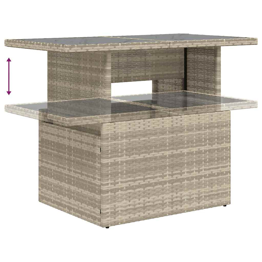 9-delige Loungeset met kussens poly rattan lichtgrijs