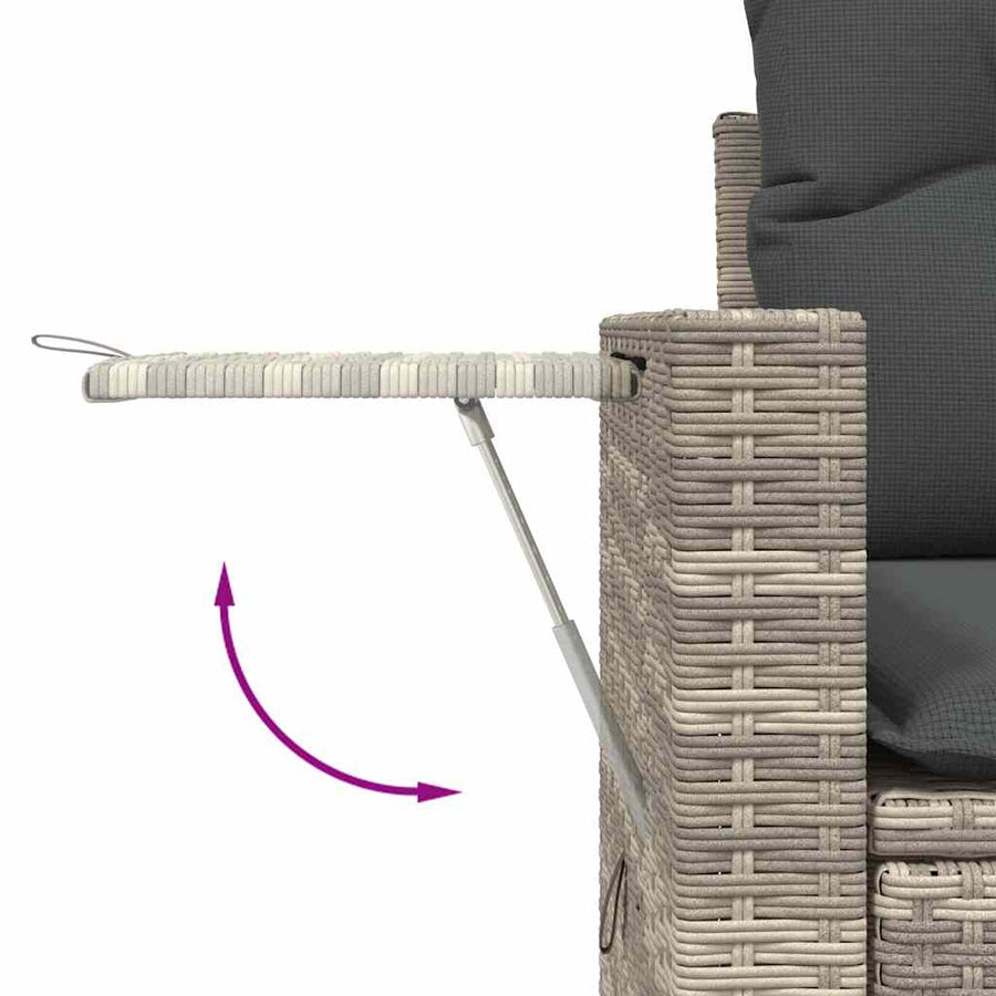 9-delige Loungeset met kussens poly rattan lichtgrijs