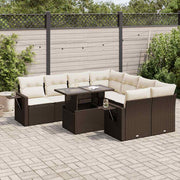 Loungeset 9-delig poly rattan bruin