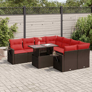 Loungeset 9-delig poly rattan grijs