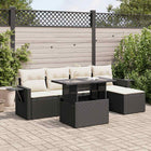 6-piece Lounge Set with Cushions Poly Rattan Black