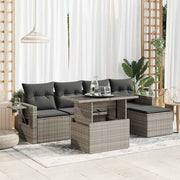 Loungeset 6-delig poly rattan grijs