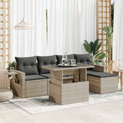 Loungeset 6-delig poly rattan lichtgrijs