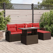 Loungeset 6-delig poly rattan acacia grijs