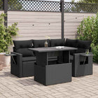 5-Piece Loungeset with Cushions Poly Rattan Black