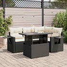 5-Piece Loungeset with Cushions Poly Rattan Black