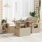 Loungeset 5-delig poly rattan beige